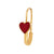Red Heart Safety Pin Enamel Earring Gold