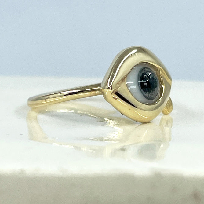 Glass Eye Ring Gold