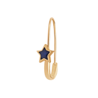 Navy Star Safety Pin Enamel Earring -  Solid 9K Gold