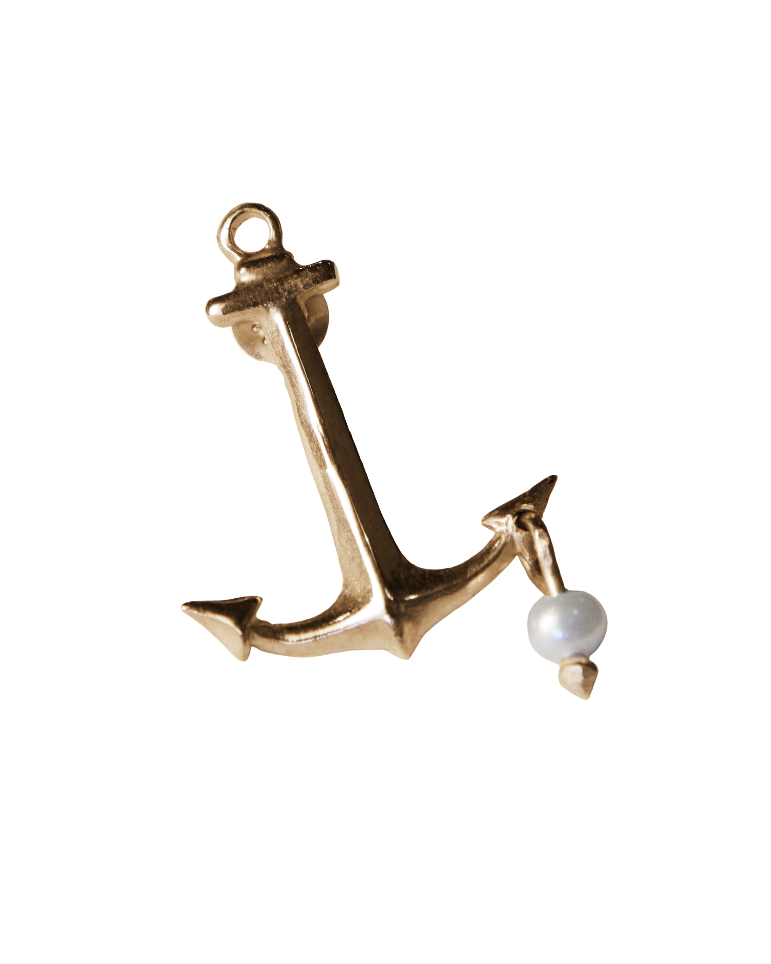 Anchor of Pearl Stud Earring - Solid 9K Gold