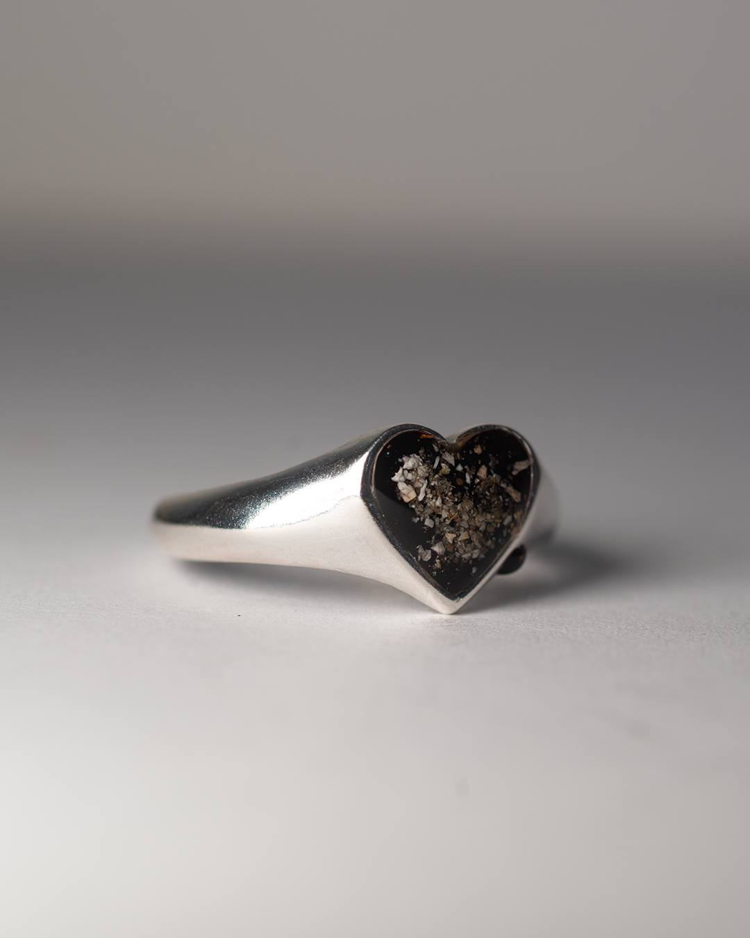 Ashes Bleeding Heart Ring - Sterling Silver