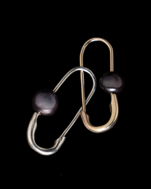 Black Pearl Safety Pin Earring - Sterling Silver