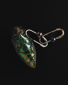 Black Pearl Safety Pin Earring - Sterling Silver