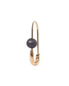 Black Pearl Safety Pin Earring - Solid 9K Gold