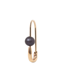 Black Pearl Safety Pin Earring - Solid 9K Gold