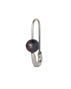 Black Pearl Safety Pin Earring - Sterling Silver
