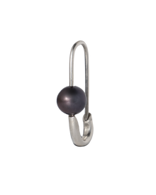 Black Pearl Safety Pin Earring - Sterling Silver