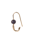 Black Pearl Safety Pin Earring - Solid 9K Gold