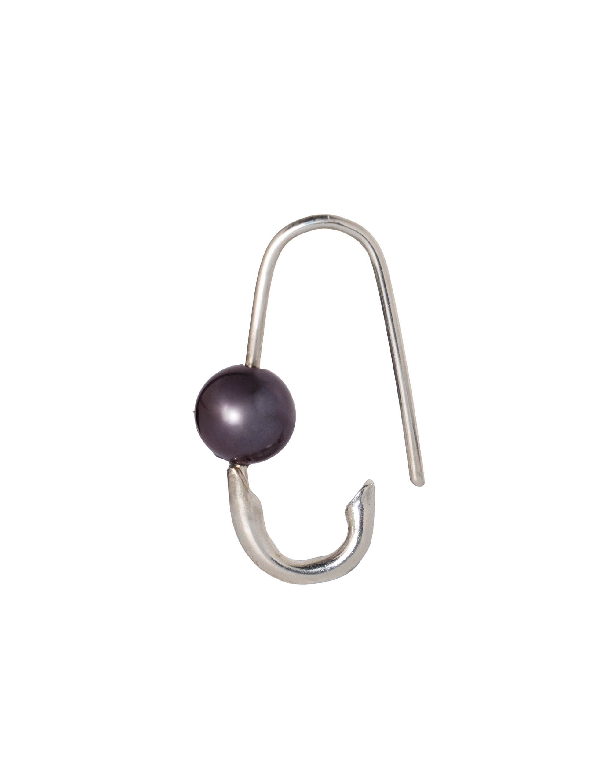 Black Pearl Safety Pin Earring - Sterling Silver