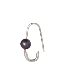 Black Pearl Safety Pin Earring - Sterling Silver