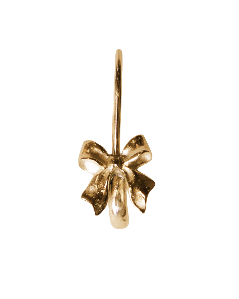 Ribbon Bow Safety Pin Earring - 9K Solid Yellow Gold