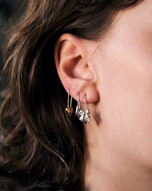 Ribbon Bow Safety Pin Earring - Sterling Silver