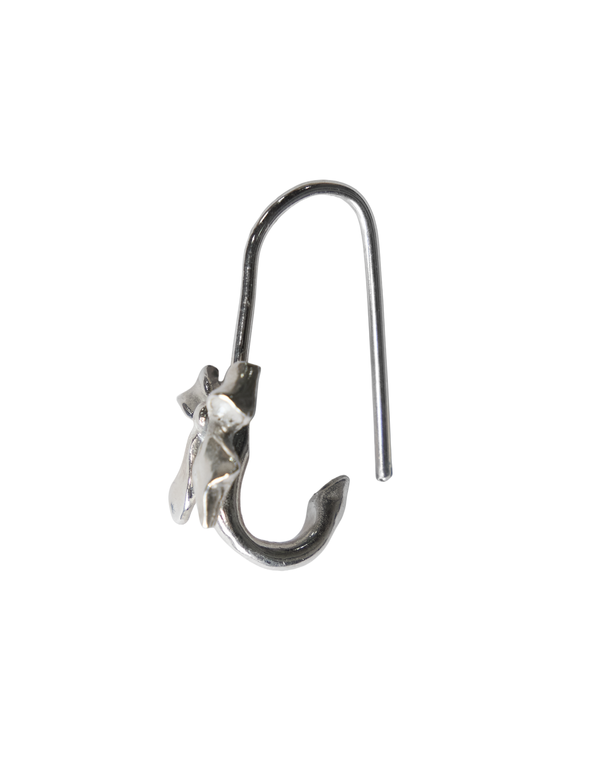 Ribbon Bow Safety Pin Earring - Sterling Silver