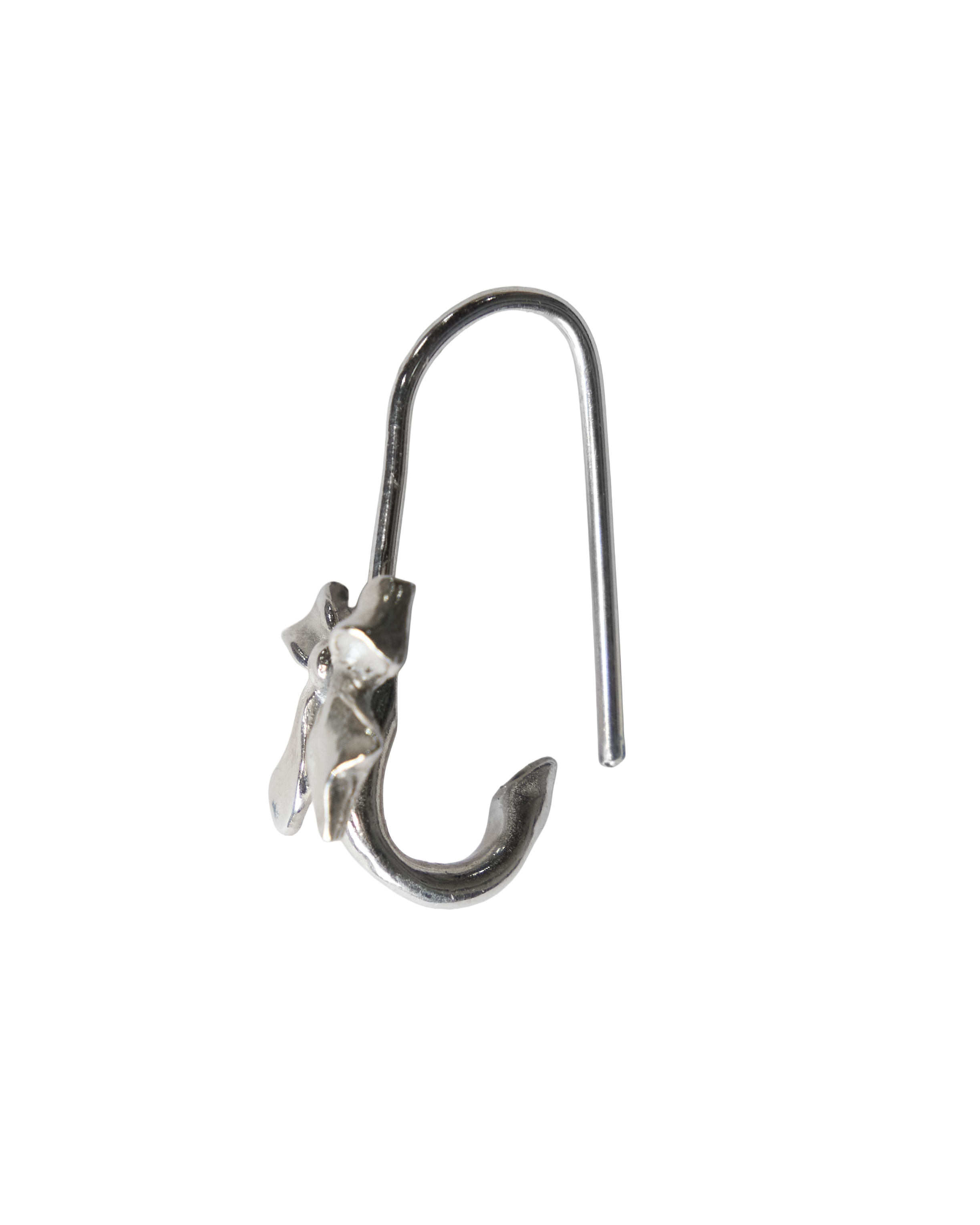 Ribbon Bow Safety Pin Earring - Sterling Silver