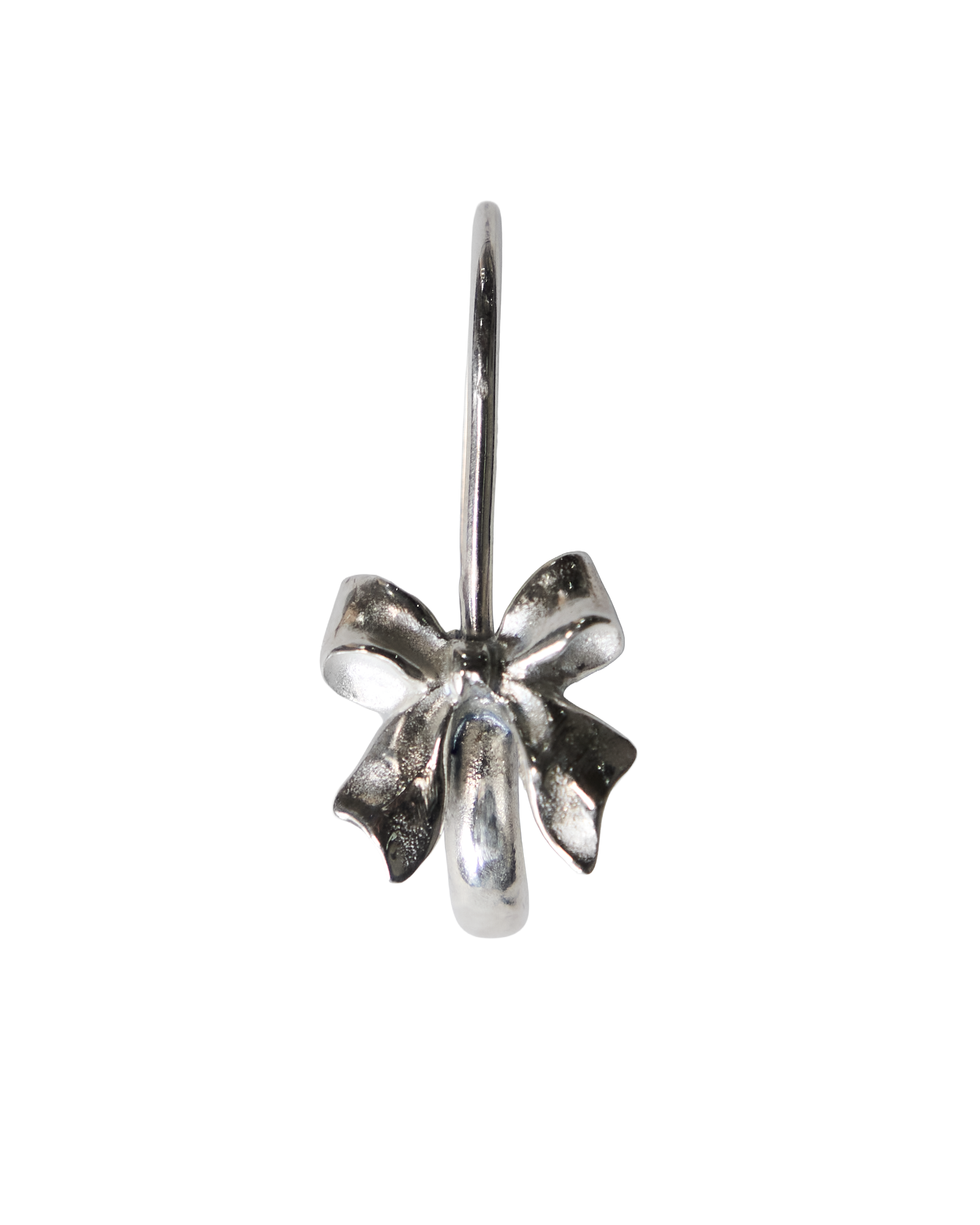 Ribbon Bow Safety Pin Earring - Sterling Silver