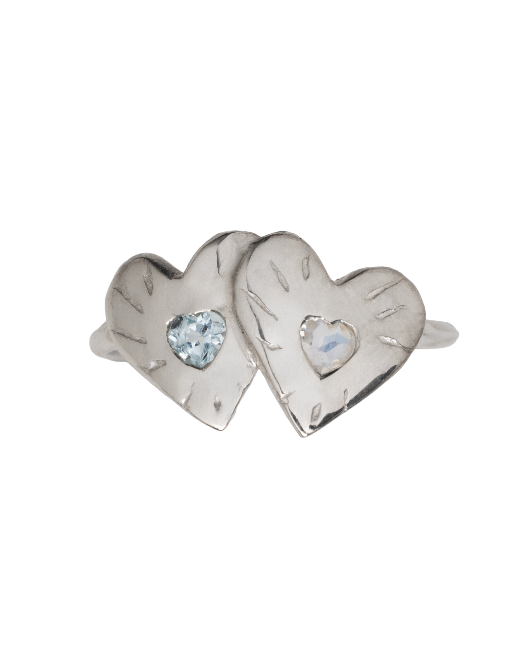 Double Rays Heart of Hearts Ring - Solid Sterling Silver