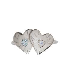 Double Rays Heart of Hearts Ring - Solid Sterling Silver