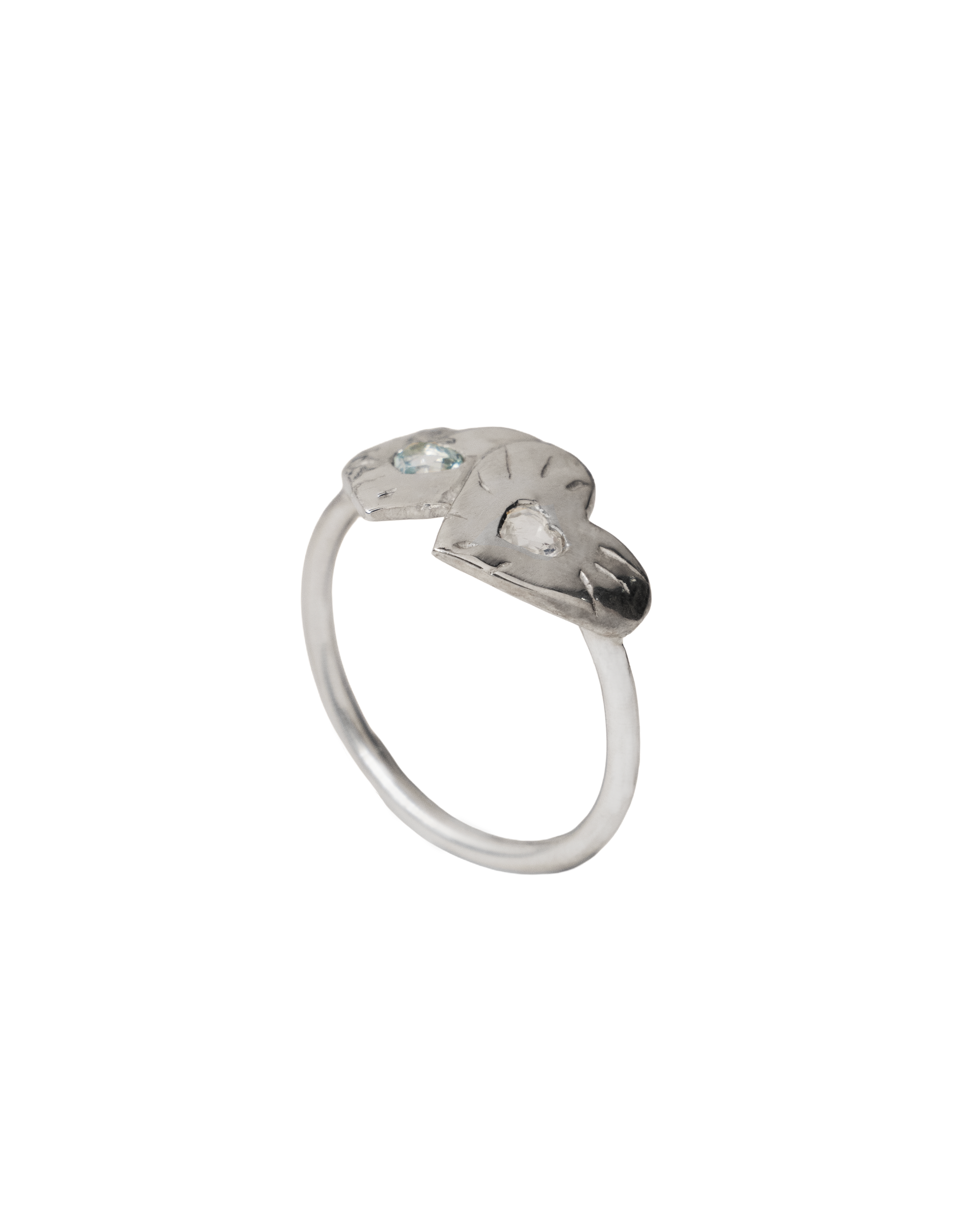 Double Rays Heart of Hearts Ring - Solid Sterling Silver
