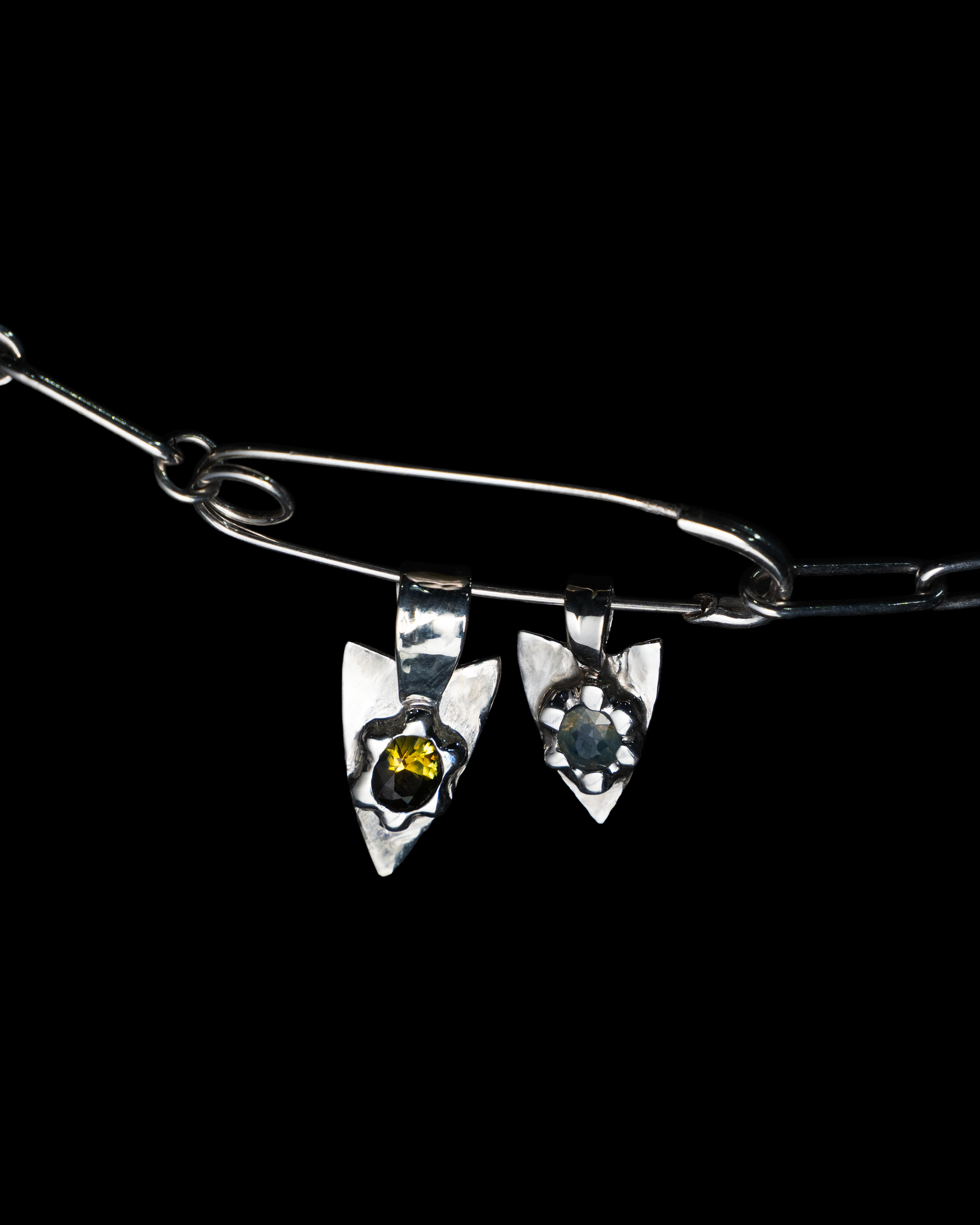 Pastel Sapphire Spade Pendant - Solid Sterling Silver