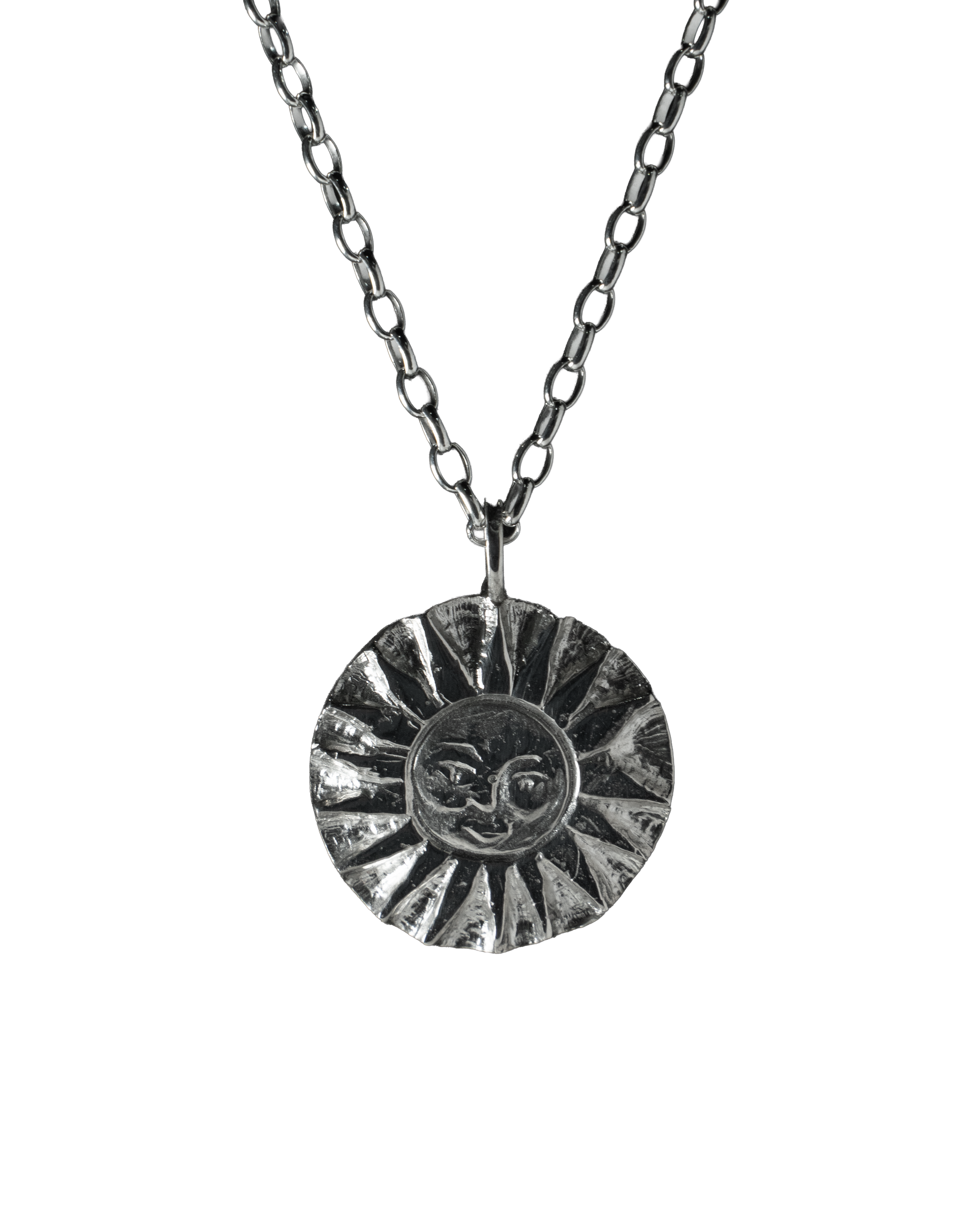 SunMoonSun Medallion Necklace - Sterling Silver