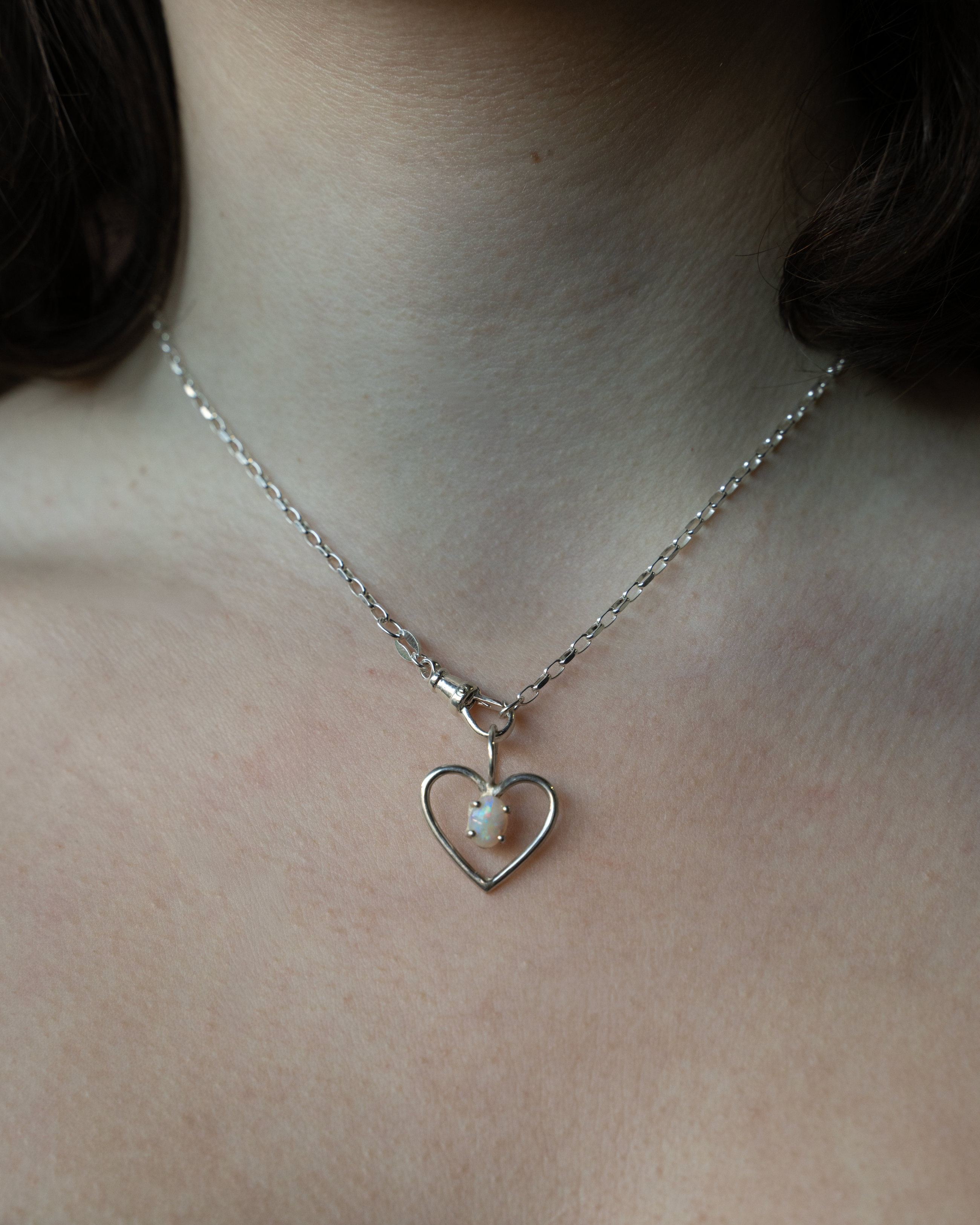 The Opal Heart - Solid Sterling Silver