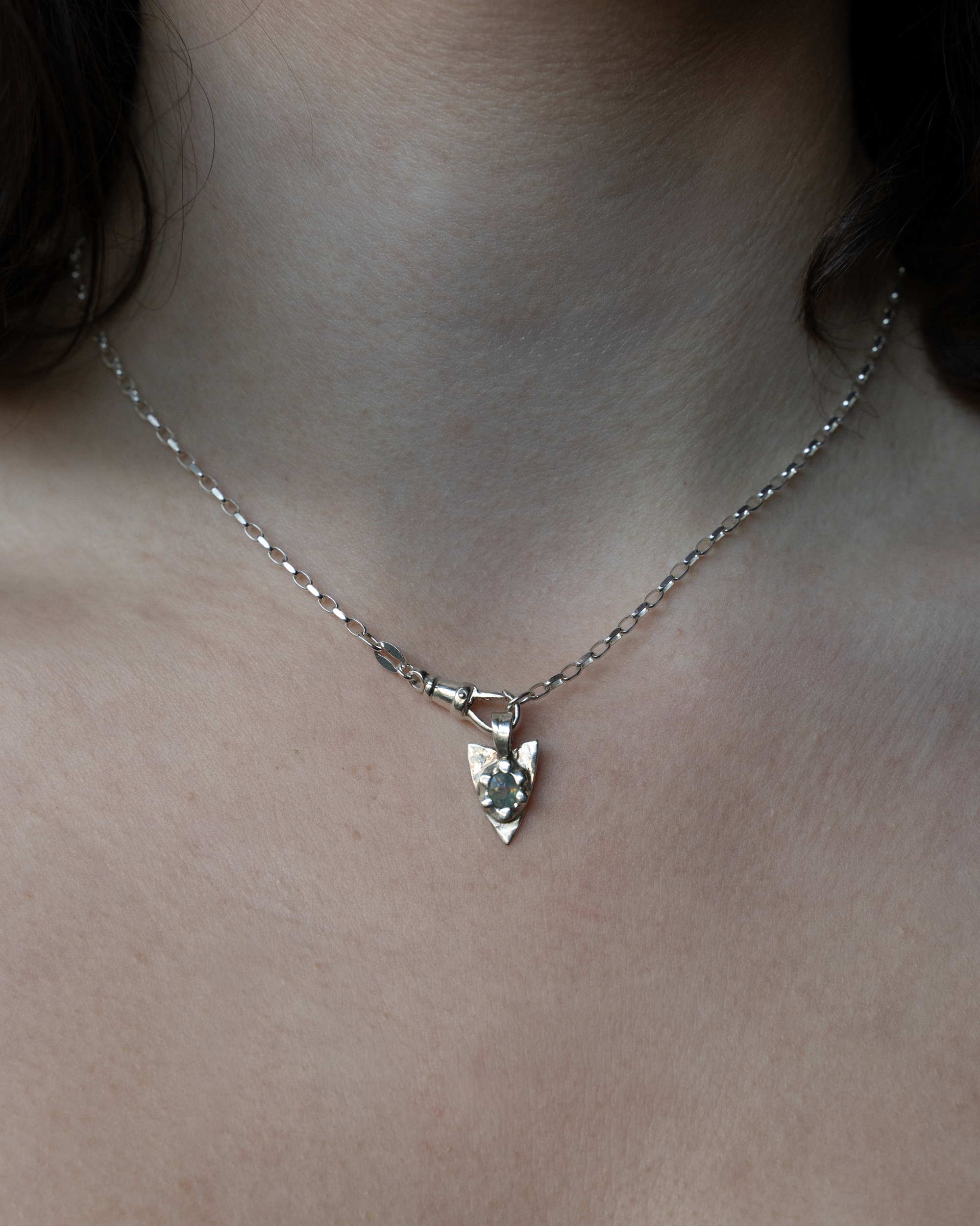 Pastel Sapphire Spade Pendant - Solid Sterling Silver
