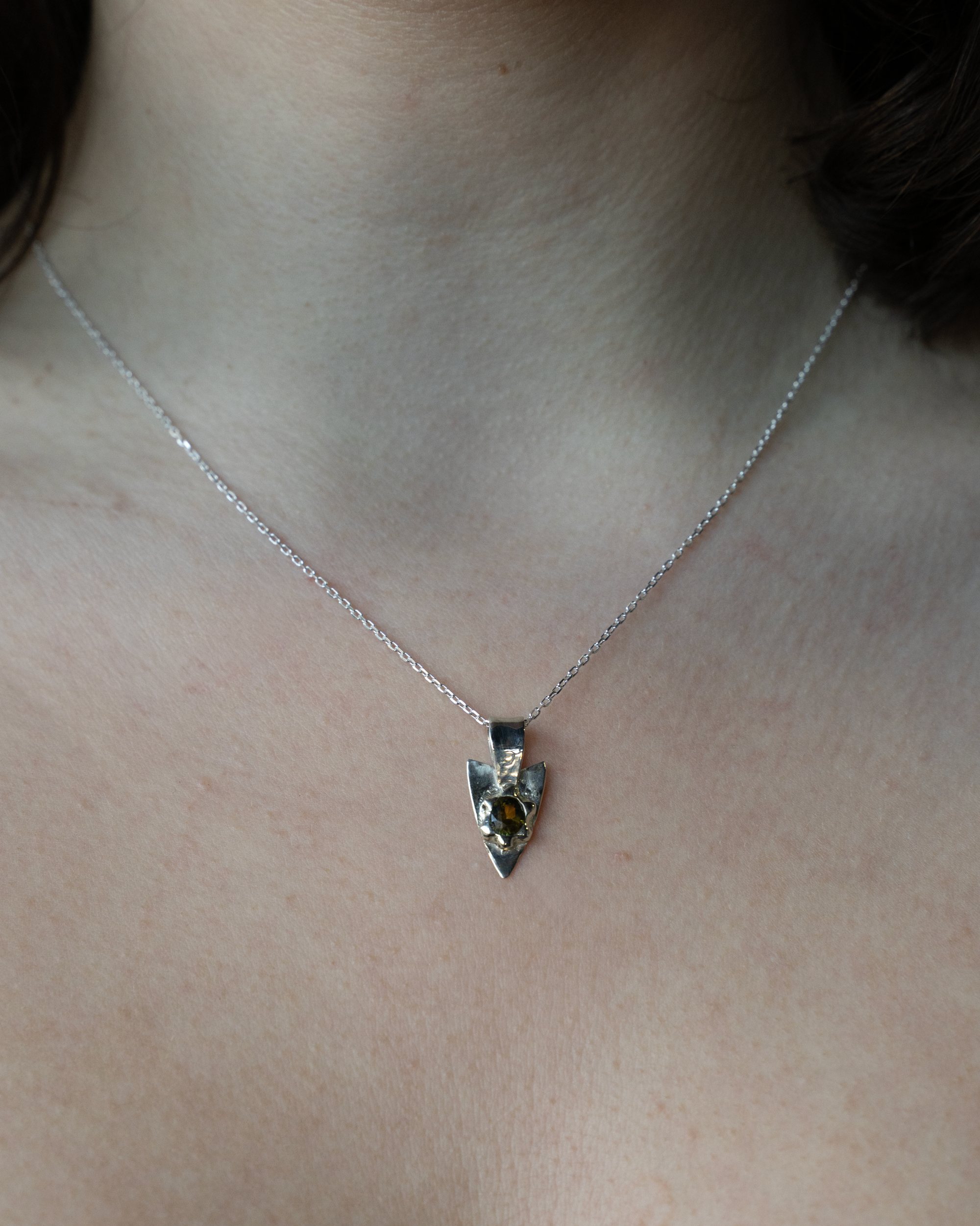 Parti Sapphire Spade Pendant - Solid Sterling Silver