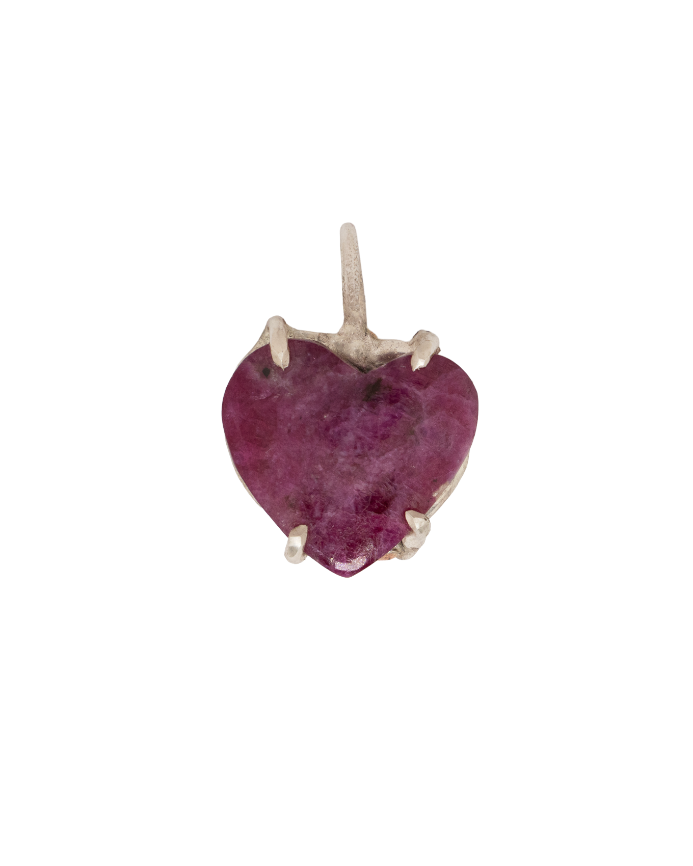 Raw Heart Ruby Necklace - Sterling Silver