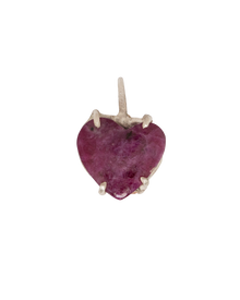 Raw Heart Ruby Necklace - Sterling Silver
