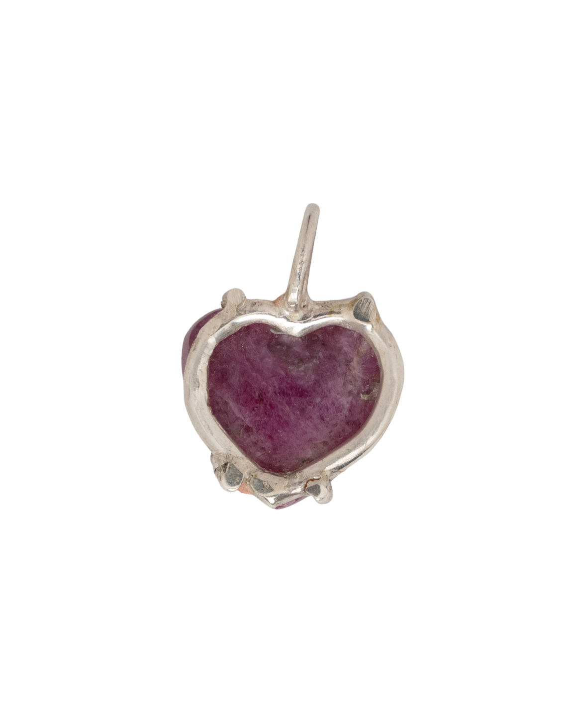 Raw Heart Ruby Necklace - Sterling Silver