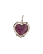 Raw Heart Ruby Necklace - Sterling Silver