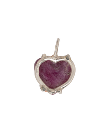 Raw Heart Ruby Necklace - Sterling Silver
