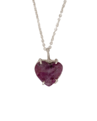 Raw Heart Ruby Necklace - Sterling Silver