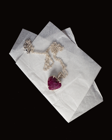 Raw Heart Ruby Necklace - Sterling Silver