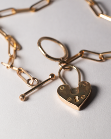 Heart Fob Padlock Necklace - Solid 9K Gold