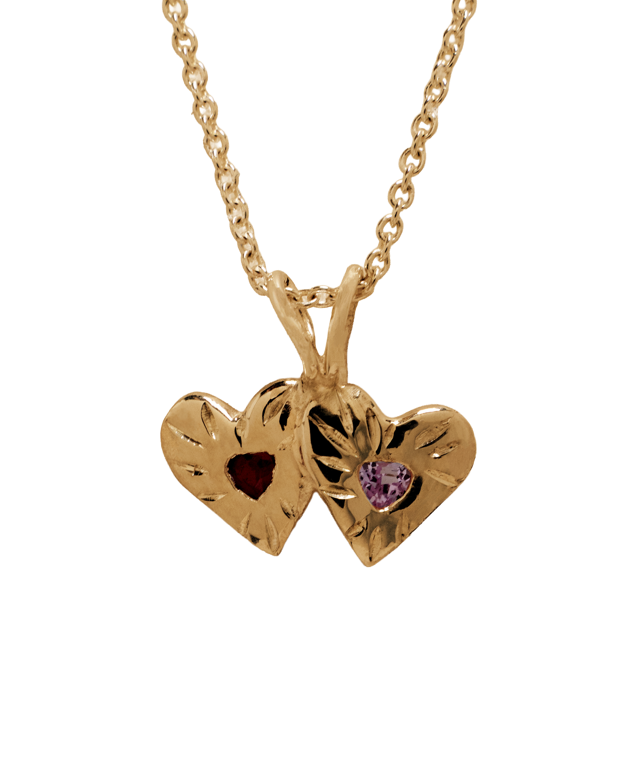 Double Rays Heart of Hearts Necklace - 9k Solid Gold