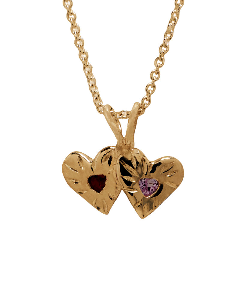 Double Rays Heart of Hearts Necklace - 9k Solid Gold