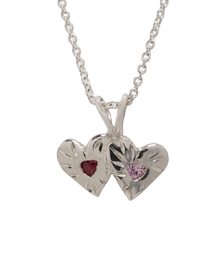 Double Rays Heart of Hearts Necklace - Sterling Silver