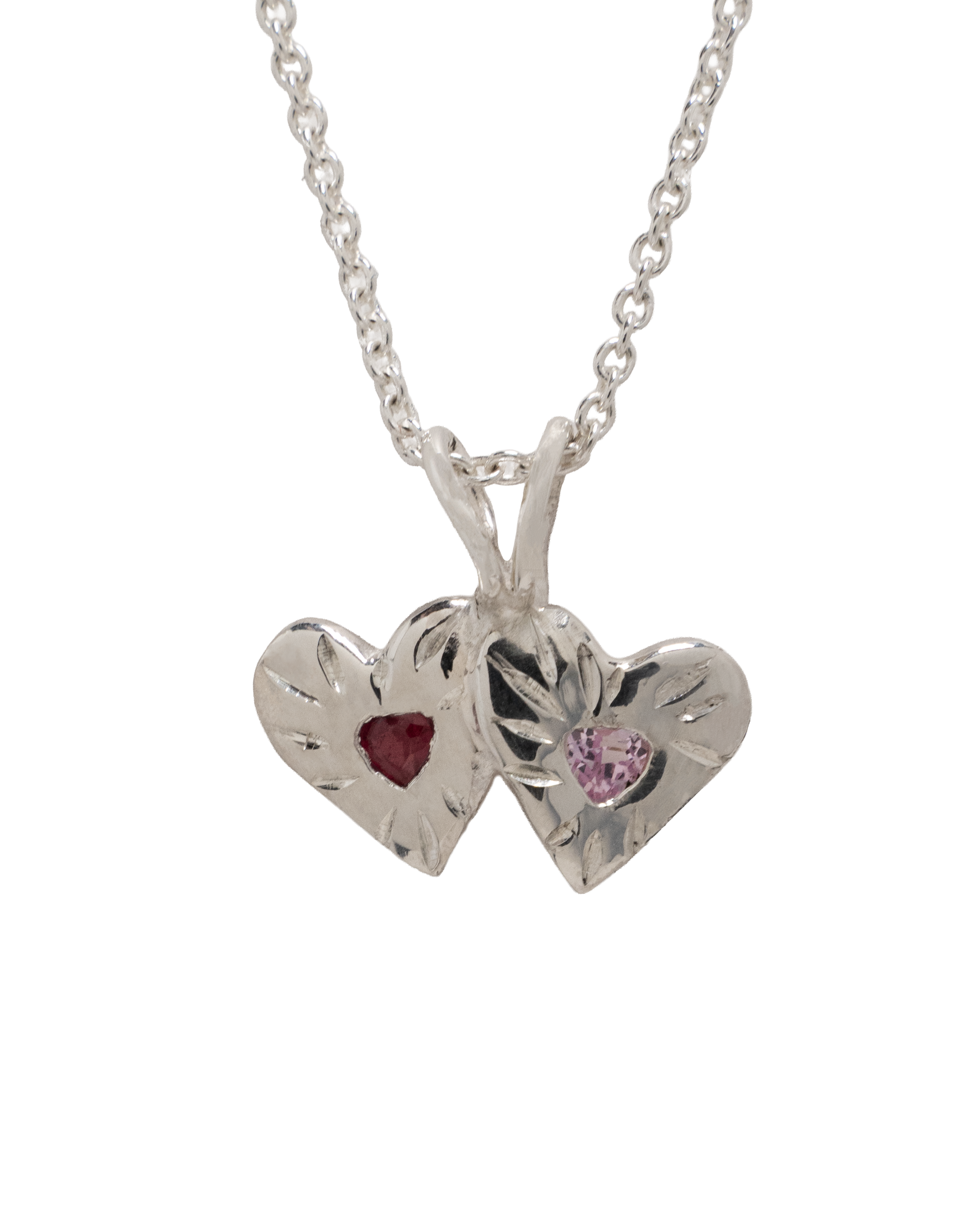 Double Rays Heart of Hearts Necklace - Sterling Silver