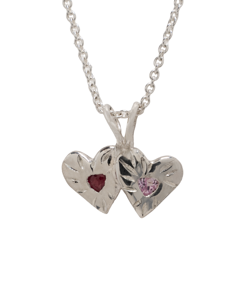 Double Rays Heart of Hearts Necklace - Sterling Silver