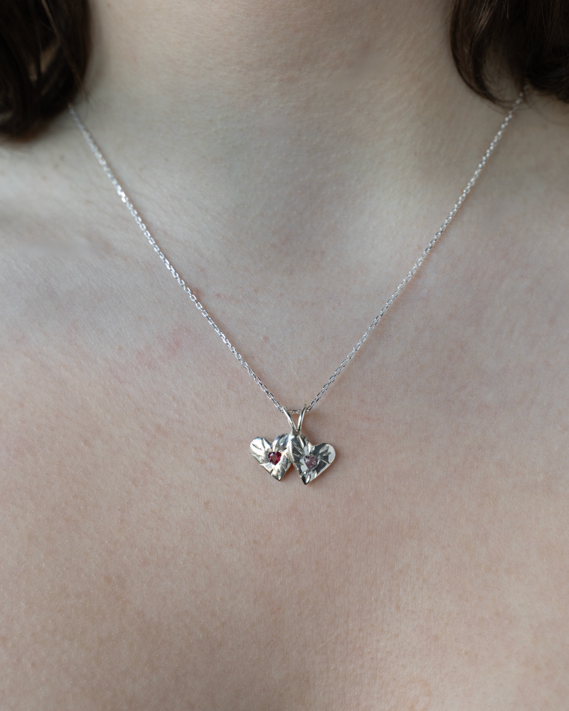 Double Rays Heart of Hearts Necklace - Sterling Silver