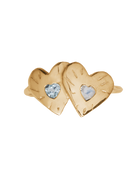 Double Rays Heart of Hearts Ring - 9k Solid Gold