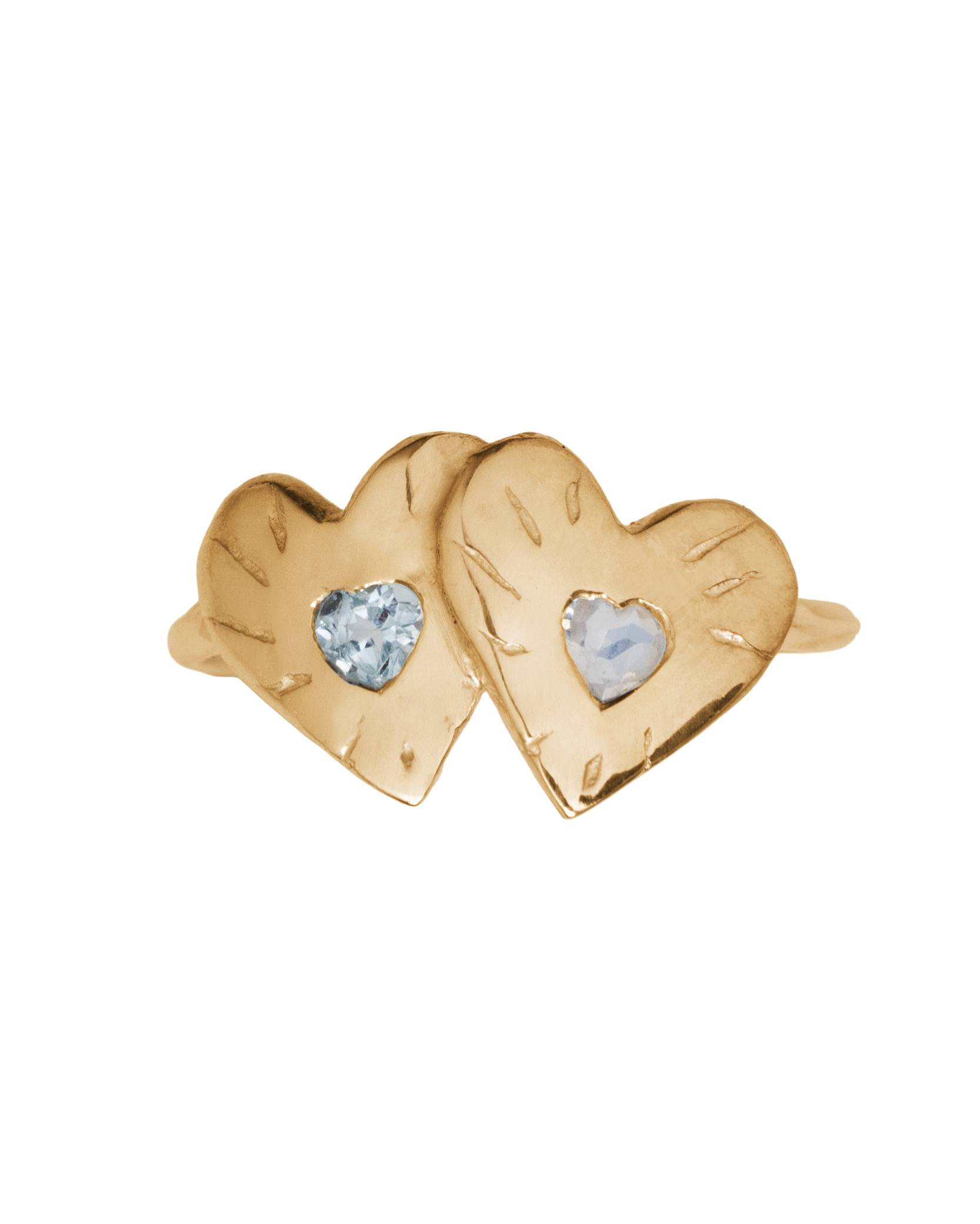 Double Rays Heart of Hearts Ring - 9k Solid Gold