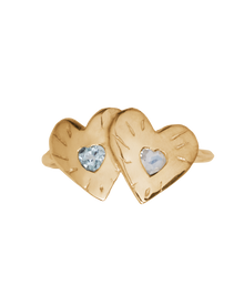 Double Rays Heart of Hearts Ring - 9k Solid Gold