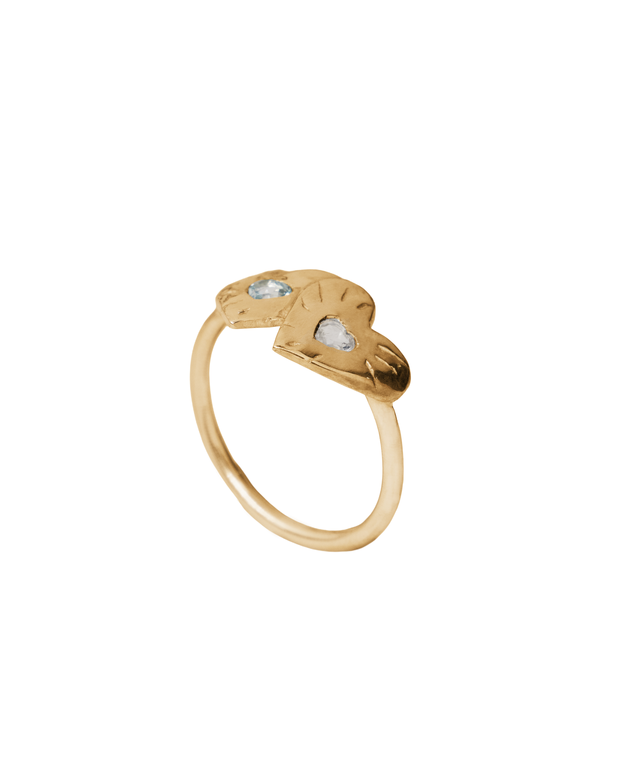 Double Rays Heart of Hearts Ring - 9k Solid Gold