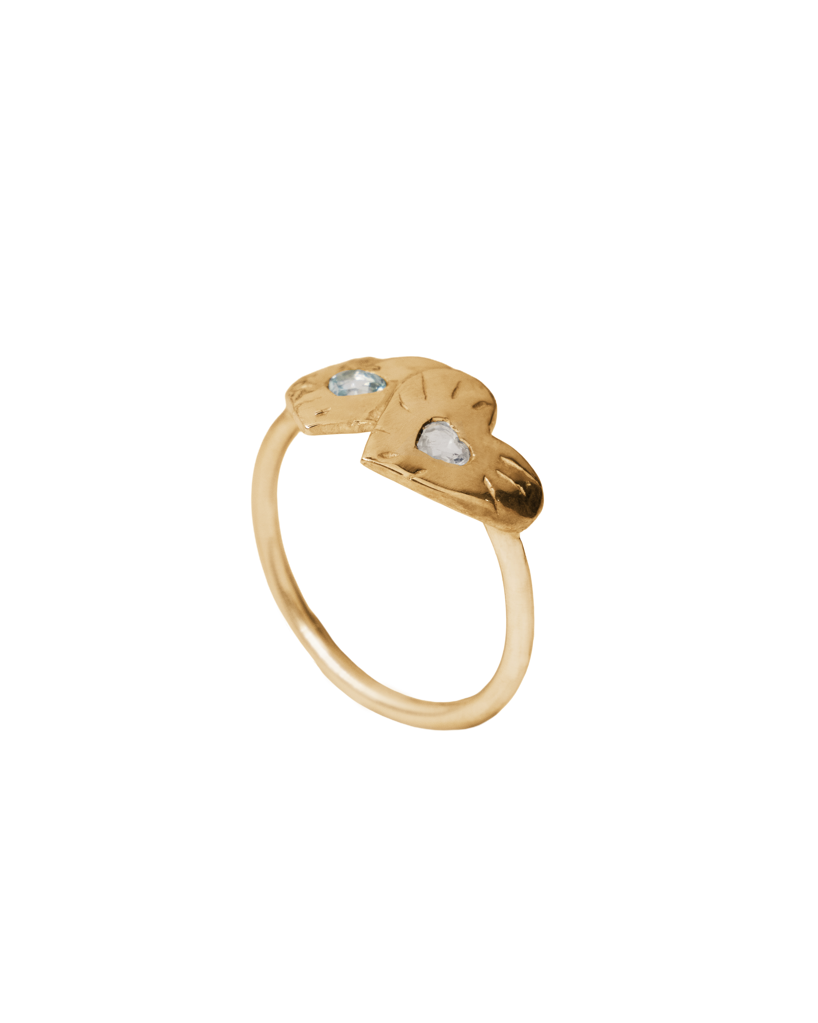 Double Rays Heart of Hearts Ring - 9k Solid Gold