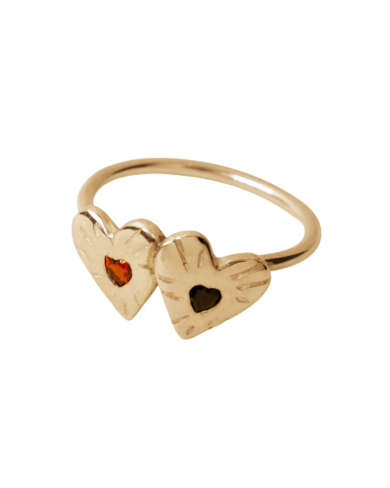 Double Rays Heart of Hearts Ring - 9k Solid Gold