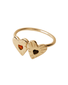 Double Rays Heart of Hearts Ring - 9k Solid Gold