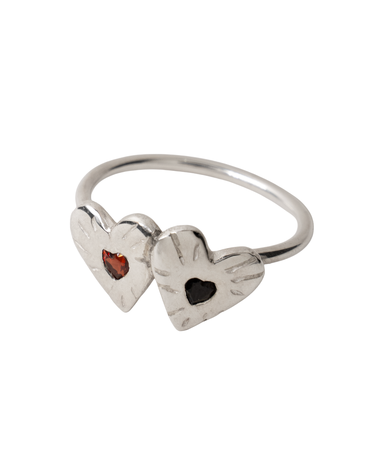 Double Rays Heart of Hearts Ring - Solid Sterling Silver
