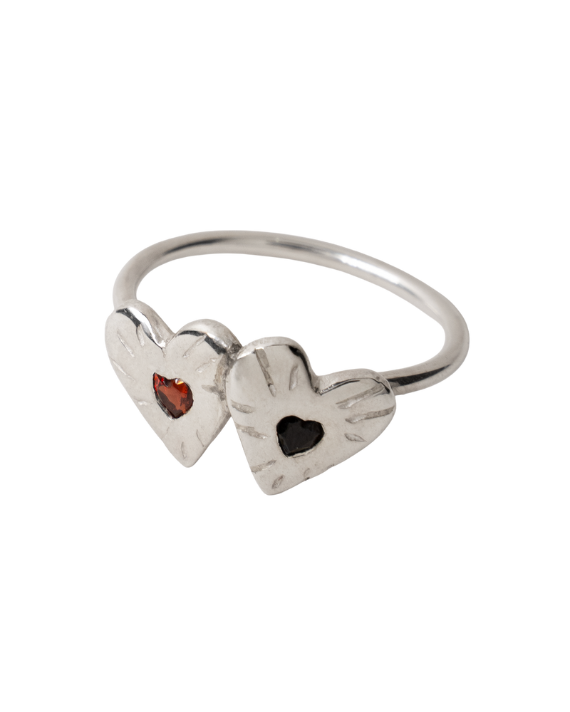 Double Rays Heart of Hearts Ring - Solid Sterling Silver